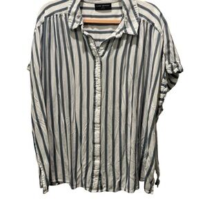 Lane Bryant Women's Blue and White Striped Blouse